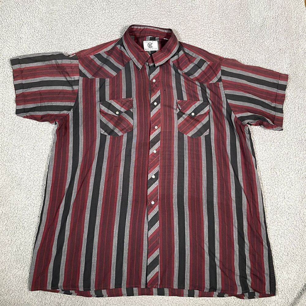 Corral West Ranch Wear Pearl Snap Button Up Shirt Men's Short Sleeve Western XXL